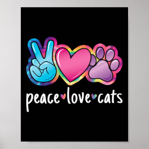 Peace Love Cats Schattige Cat Kitten Lover Paw Cat Poster