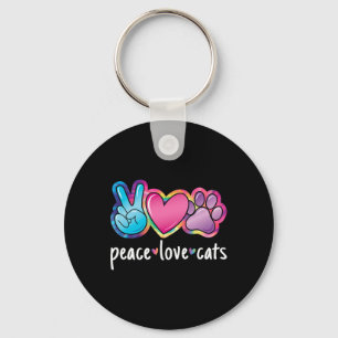 Peace Love Cats Schattige Cat Kitten Lover Paw Cat Sleutelhanger