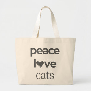 Peace Love Cats   Stijlvolle Kattenvrouw Moderne G Grote Tote Bag