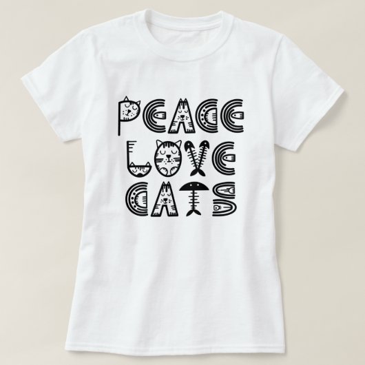 Peace Love Cats T-Shirt (Design voorkant)