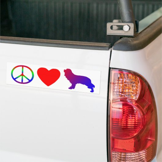 Peace Love Cavalier King Charles Spaniels Bumpersticker (Op Truck)