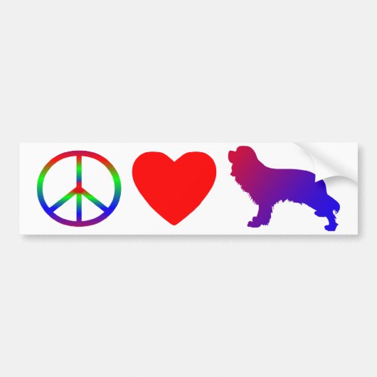 Peace Love Cavalier King Charles Spaniels Bumpersticker (Voorkant)
