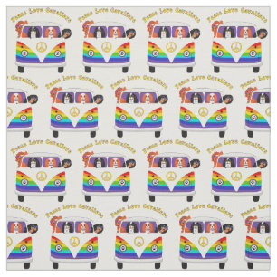 Peace Love Cavaliers King Charles Spaniel Fabric Stof