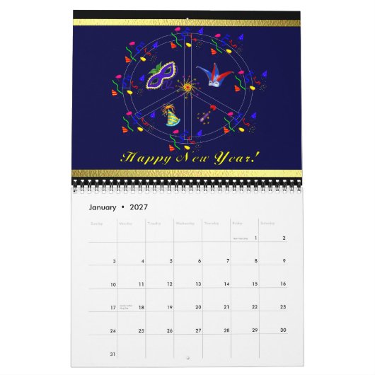 Peace, Love, Celebrate Kalender (Jan 2027)