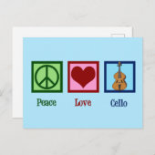 Peace Love Cello Briefkaart (Voorkant / Achterkant)