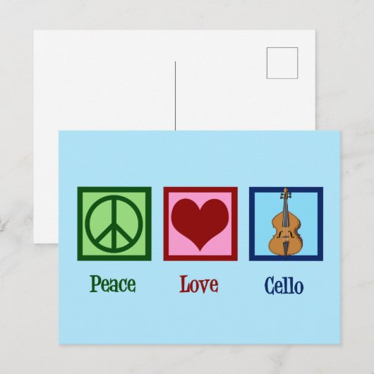 Peace Love Cello Briefkaart (Voorkant / Achterkant)