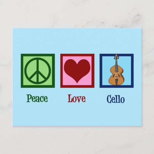 Peace Love Cello Briefkaart (Voorkant)