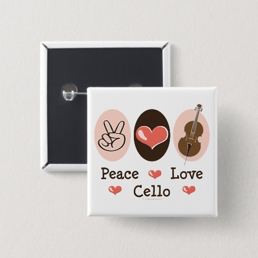 Peace Love Cello Button (Voorkant /achterkant)
