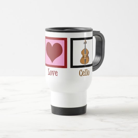 Peace Love Cello Cute Cellist Reisbeker (Voorkant rechts)