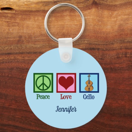 Peace Love Cello Cute Custom Sleutelhanger (Achterkant)