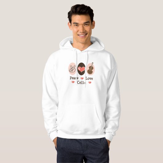 Peace Love Cello Hooded Sweatshirt (Voorkant volledig)