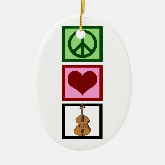 Peace Love Cello Keramisch Ornament (Voorkant)