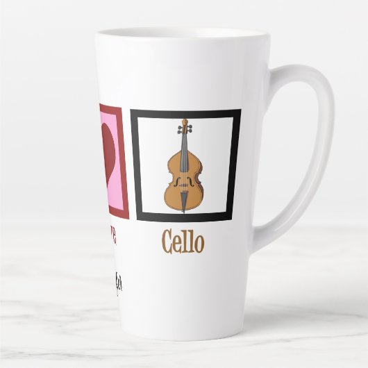 Peace Love Cello Latte Mok (Rechts)