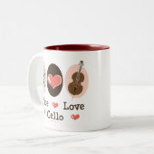 Peace Love Cello-Mok Tweekleurige Koffiemok (Voorkant links)