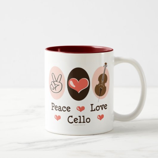 Peace Love Cello-Mok Tweekleurige Koffiemok (Rechts)