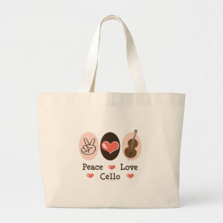 Peace Love Cello Music Bag Grote Tote Bag