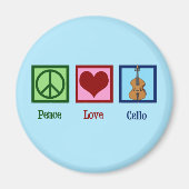 Peace Love Cello Speler Blauw Magneet (Voorkant)