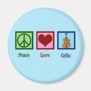 Peace Love Cello Speler Blauw Magneet