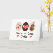Peace Love Cello Wenskaart Kaart (Gele Bloem)