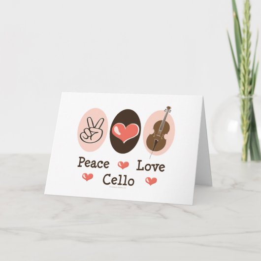 Peace Love Cello Wenskaart Kaart (Voorkant)