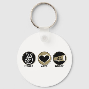 Peace Love Cheer Black/Gold Sleutelhanger