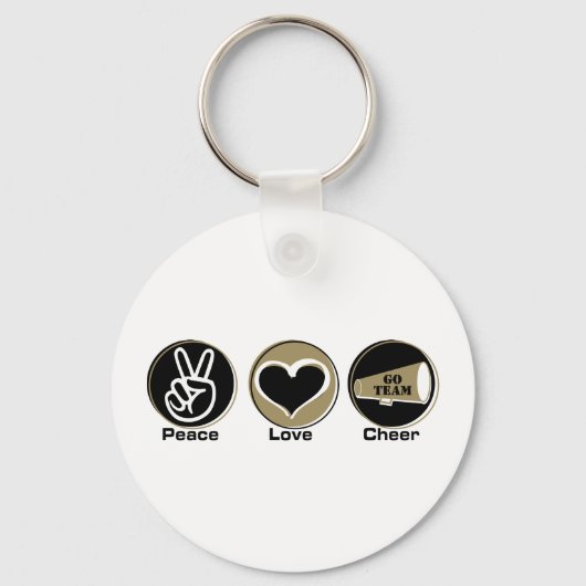 Peace Love Cheer Black/Gold Sleutelhanger (Voorkant)