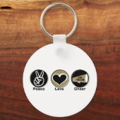 Peace Love Cheer Black/Gold Sleutelhanger (Voorkant)