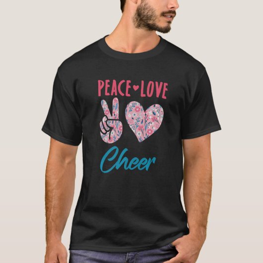 Peace Love Cheer Cute Cheerleading Cheerleader Coa T-shirt (Voorkant)