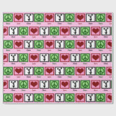 Peace Love Cheer Cute Pink Cheerleader Birthday Cadeaupapier (Vlak)