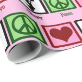 Peace Love Cheer Cute Pink Cheerleader Birthday Cadeaupapier (Rol Hoek)