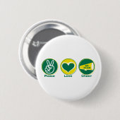 Peace Love Cheer Green/Yellow Ronde Button 5,7 Cm (Voorkant /achterkant)