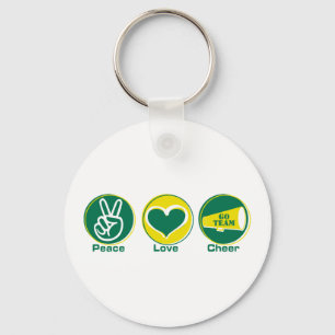 Peace Love Cheer Green/Yellow Sleutelhanger