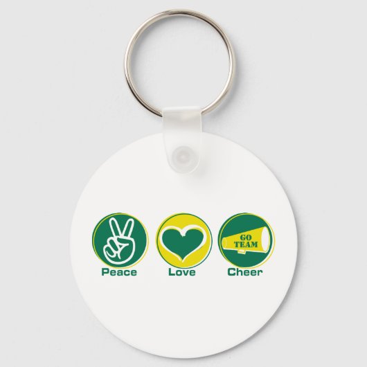 Peace Love Cheer Green/Yellow Sleutelhanger (Voorkant)