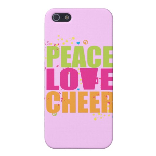 Peace Love Cheer iPhone 4 Case - Roze Hoesje (Achterkant)