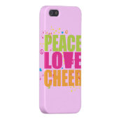 Peace Love Cheer iPhone 4 Case - Roze Hoesje (Achterkant Rechts)