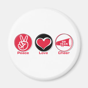 Peace Love Cheer Red Magneet