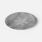 Peace Love Cheer Silver Snowflake Holiday Party Papieren Bordje (Gekanteld)