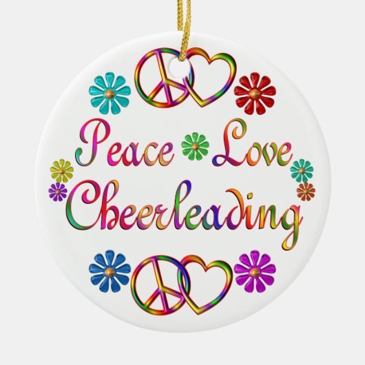 PEACE LOVE CHEERLEADING KERAMISCH ORNAMENT (Voorkant)