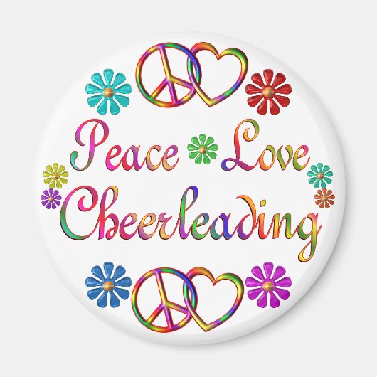PEACE LOVE CHEERLEADING MAGNEET (Voorkant)
