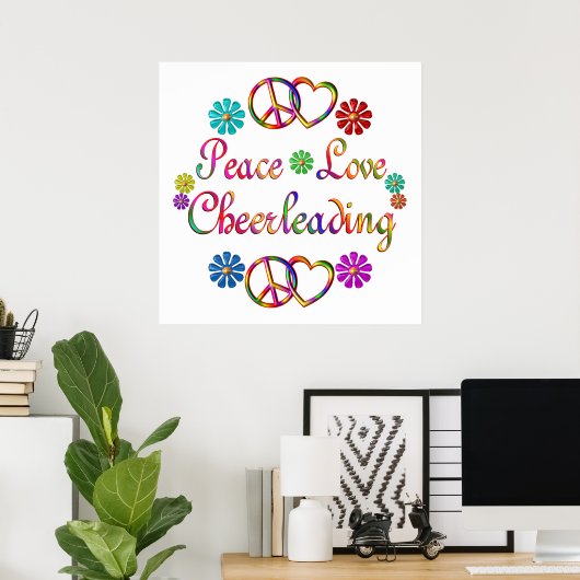 PEACE LOVE CHEERLEADING POSTER (Thuiskantoor)