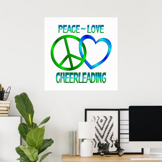 Peace Love CHEERLEADING Poster (Thuiskantoor)