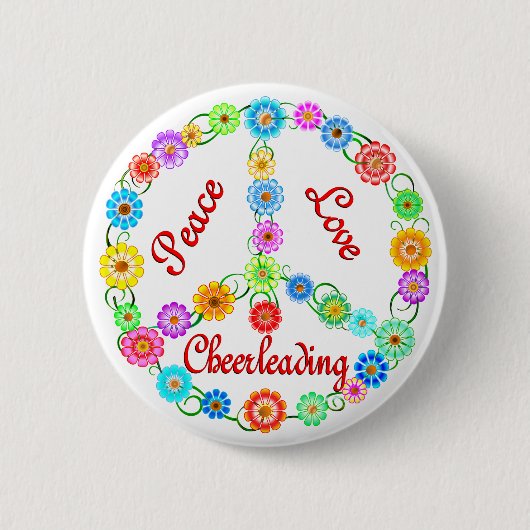 Peace Love Cheerleading Ronde Button 5,7 Cm (Voorkant)