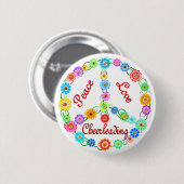Peace Love Cheerleading Ronde Button 5,7 Cm (Voorkant /achterkant)