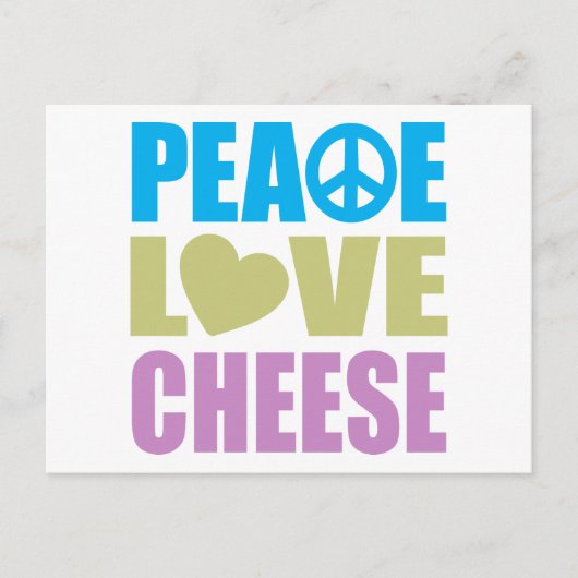 Peace Love Cheese Briefkaart (Voorkant)
