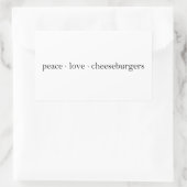 Peace Love Cheeseburgers Rechthoekige Sticker (Tas)