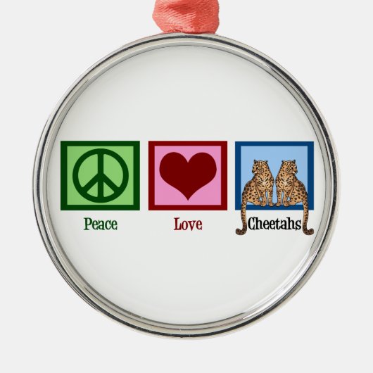 Peace Love Cheetahs Metalen Ornament (Voorkant)