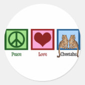 Peace Love Cheetahs Ronde Sticker (Voorkant)