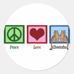 Peace Love Cheetahs Ronde Sticker