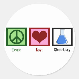 Peace Love Chemistry Ronde Sticker
