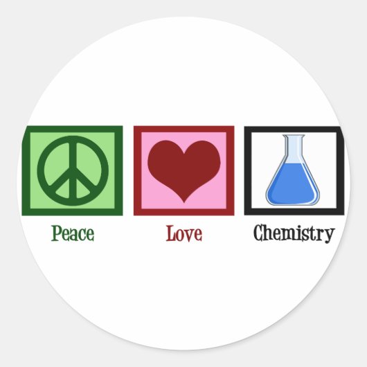 Peace Love Chemistry Ronde Sticker (Voorkant)